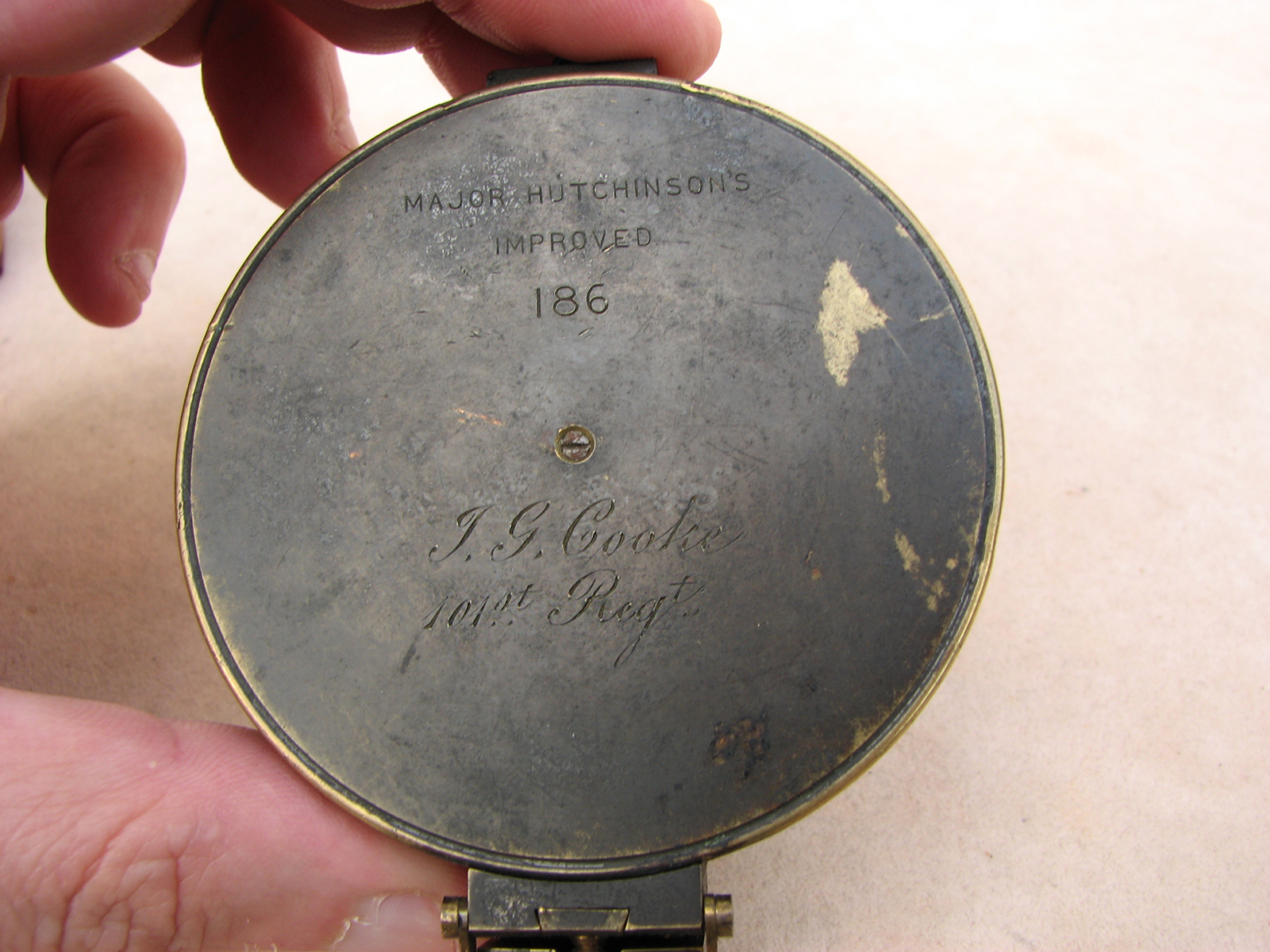 Elliott Bros prismatic compass owned by J. G. Cooke 101st Regiment
